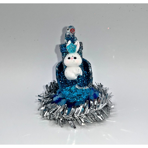 Unbranded Other - Miniature Easter Bunny Blue Silver Glittery Miniature Boat Duck Chick Egg OOAK